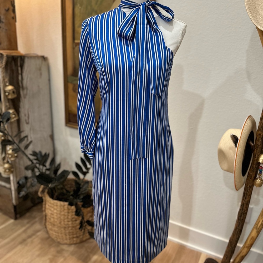 Blue and White Striped Dress